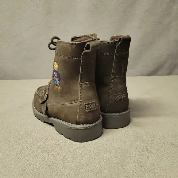 Polo Ralph Lauren Boots Boys Size 5 Suede Leather Ranger High Top Bear Buckle - Picture 4 of 16